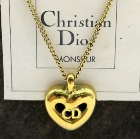Christian DiorVtg./ Like New/ w CD Box CD Logo Heart Maquette Necklace Authentic - Picture 16 of 16